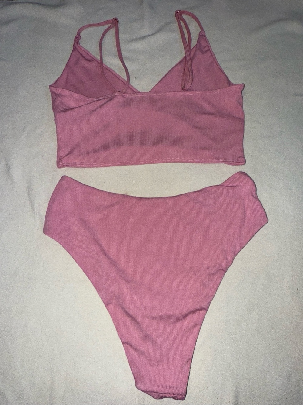 Pink Ribbed Two-Piece Bikini Set - Picture 2 of 3